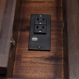 English Elm Monroe Distressed Charcoal Brown Desk — Solid Acacia Hardwood, USB Power, Lift-Top Storage, Rustic Chic B136P158959