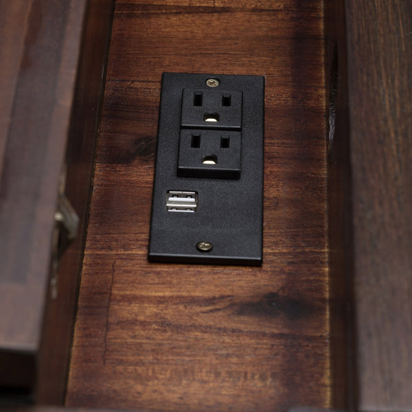 English Elm Monroe Distressed Charcoal Brown Desk — Solid Acacia Hardwood, USB Power, Lift-Top Storage, Rustic Chic B136P158959