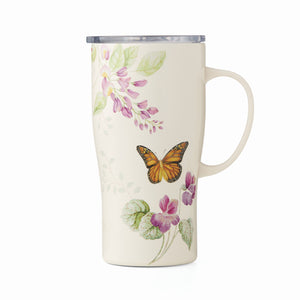 Lenox Butterfly Meadow Purple Flowers Stainless Steel Car Coffee Mug Ivory, IVORY METAL 895750