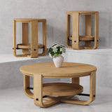 Escape 3 Piece Occasional Table Set Glazed Natural Oak Black Metal Trim ESC-3PC-01-02 Parker House