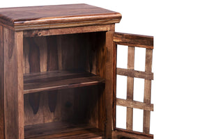 Porter Designs Porter Taos Solid Sheesham Wood Cabinet With Glass Panels – Elegant Brown Bedroom Storage Solution Brown Wood 05-196-26-1085h