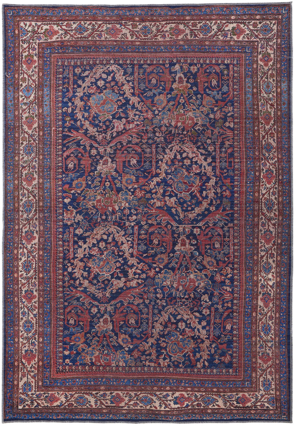 Feizy Rugs Rawlins Vintage-inspired Machine Made Polyester Low Pile Oriental Rug - Timeless Elegance For Any Space Red,Blue,Tan Polyester Rln39hgfnvymltf71