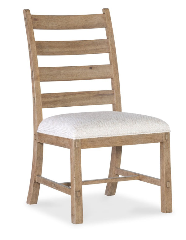 Hooker Furniture Vineyard Ladderback Side Chair In Sonoma Finish With White Zin Upholstery, Dowel Trim, Craftsman Legs 6952-75410-80