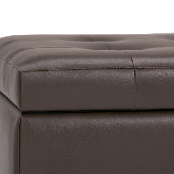 English Elm Cosmopolitan Storage Ottoman - Stylish Chocolate Brown Faux Leather With Hidden Storage & Comfort B136P159765