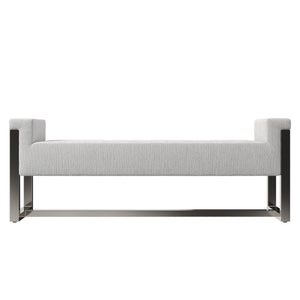 Bernhardt Bernhardt Stratum Upholstered Bench With Polished Nickel Frame, Padded Arms & Center Stretcher Stability 325508