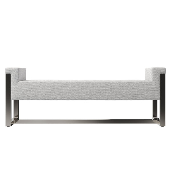 Bernhardt Bernhardt Stratum Upholstered Bench With Polished Nickel Frame, Padded Arms & Center Stretcher Stability 325508
