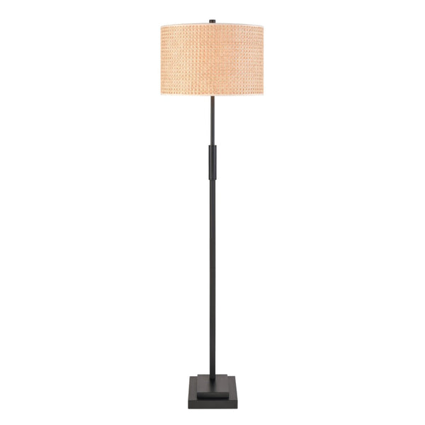 Atlas Baitz 62.5'' High Floor Lamp - Matte Black Metal with Cane-Style Shade for Modern Farmhouse Decor PL11001-BK