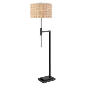 Atlas Baitz 62.5'' High Floor Lamp - Matte Black Metal with Cane-Style Shade for Modern Farmhouse Decor PL11001-BK