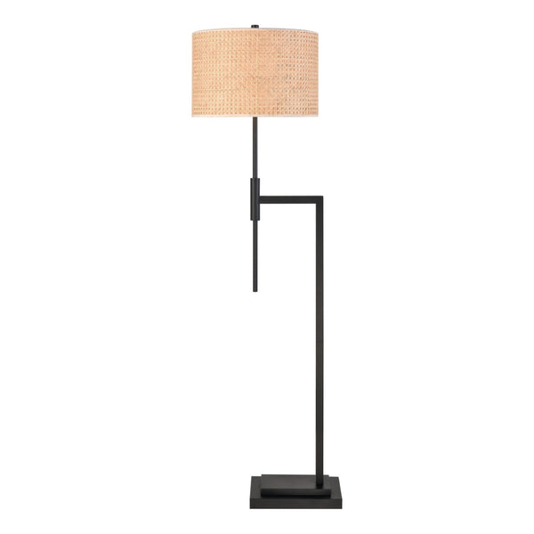 Atlas Baitz 62.5'' High Floor Lamp - Matte Black Metal with Cane-Style Shade for Modern Farmhouse Decor PL11001-BK