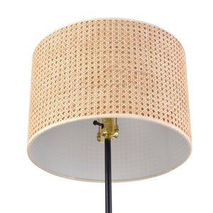 Atlas Baitz 62.5'' High Floor Lamp - Matte Black Metal with Cane-Style Shade for Modern Farmhouse Decor PL11001-BK