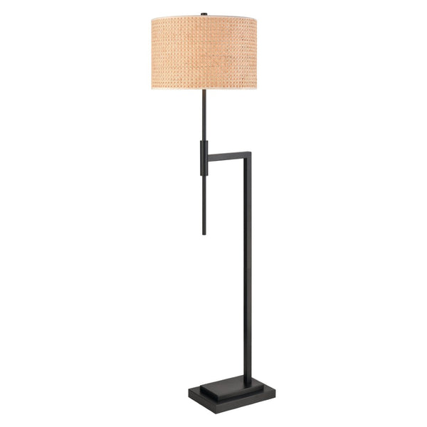 Atlas Baitz 62.5'' High Floor Lamp - Matte Black Metal with Cane-Style Shade for Modern Farmhouse Decor PL11001-BK