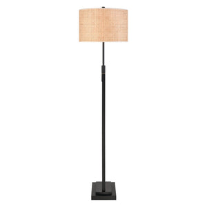 Atlas Baitz 62.5'' High Floor Lamp - Matte Black Metal with Cane-Style Shade for Modern Farmhouse Decor PL11001-BK