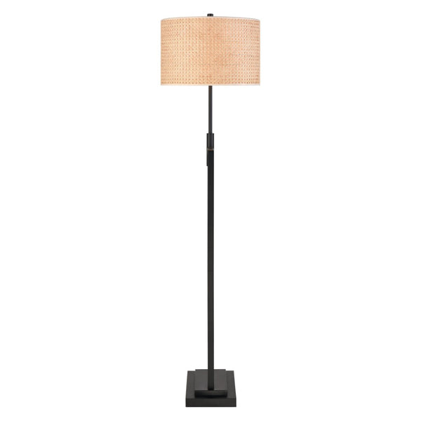 Atlas Baitz 62.5'' High Floor Lamp - Matte Black Metal with Cane-Style Shade for Modern Farmhouse Decor PL11001-BK