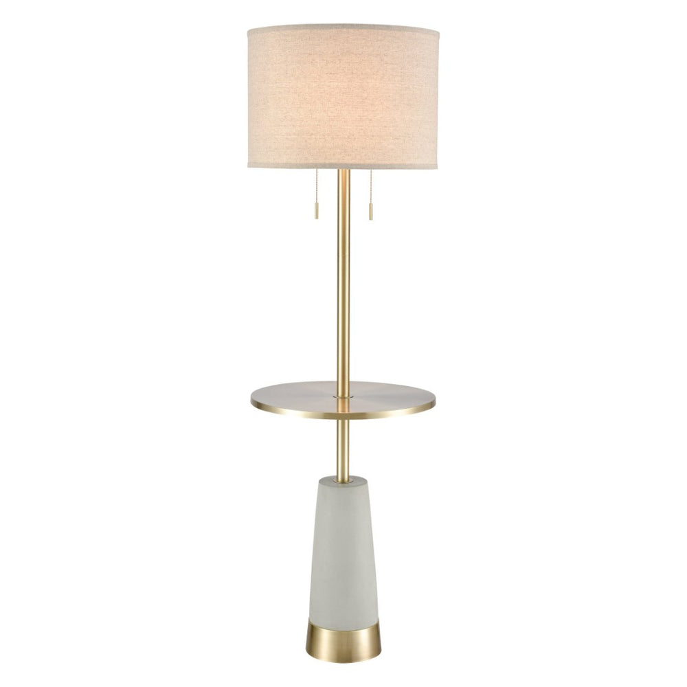 Atlas Below the Surface 63'' High Industrial Floor Lamp - Polished Concrete & Antique Brass Accents PL11003-GY