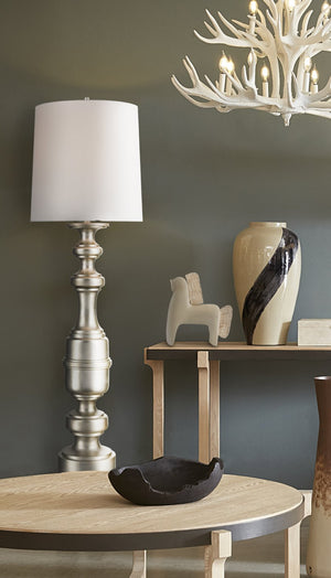 Atlas Cabello 78'' High Antique Silver Floor Lamp - Chic Modern Design for Living Room & Entryway Illumination PL11005-SV