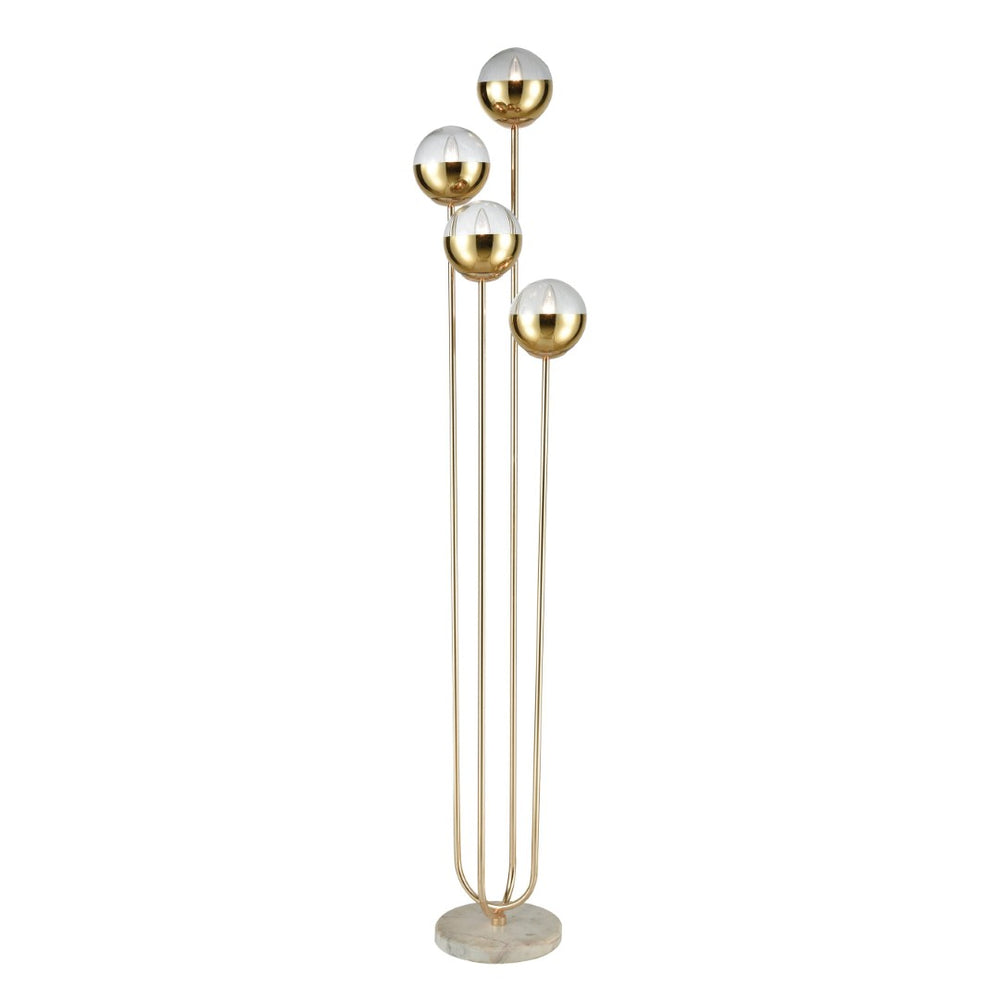 Atlas Haute Floreal 70'' High 4-Light Floor Lamp - Art Nouveau & Deco Fusion with Gold & Marble Elegance PL11009-GD