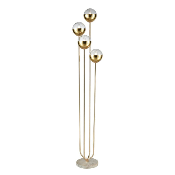 Atlas Haute Floreal 70'' High 4-Light Floor Lamp - Art Nouveau & Deco Fusion with Gold & Marble Elegance PL11009-GD