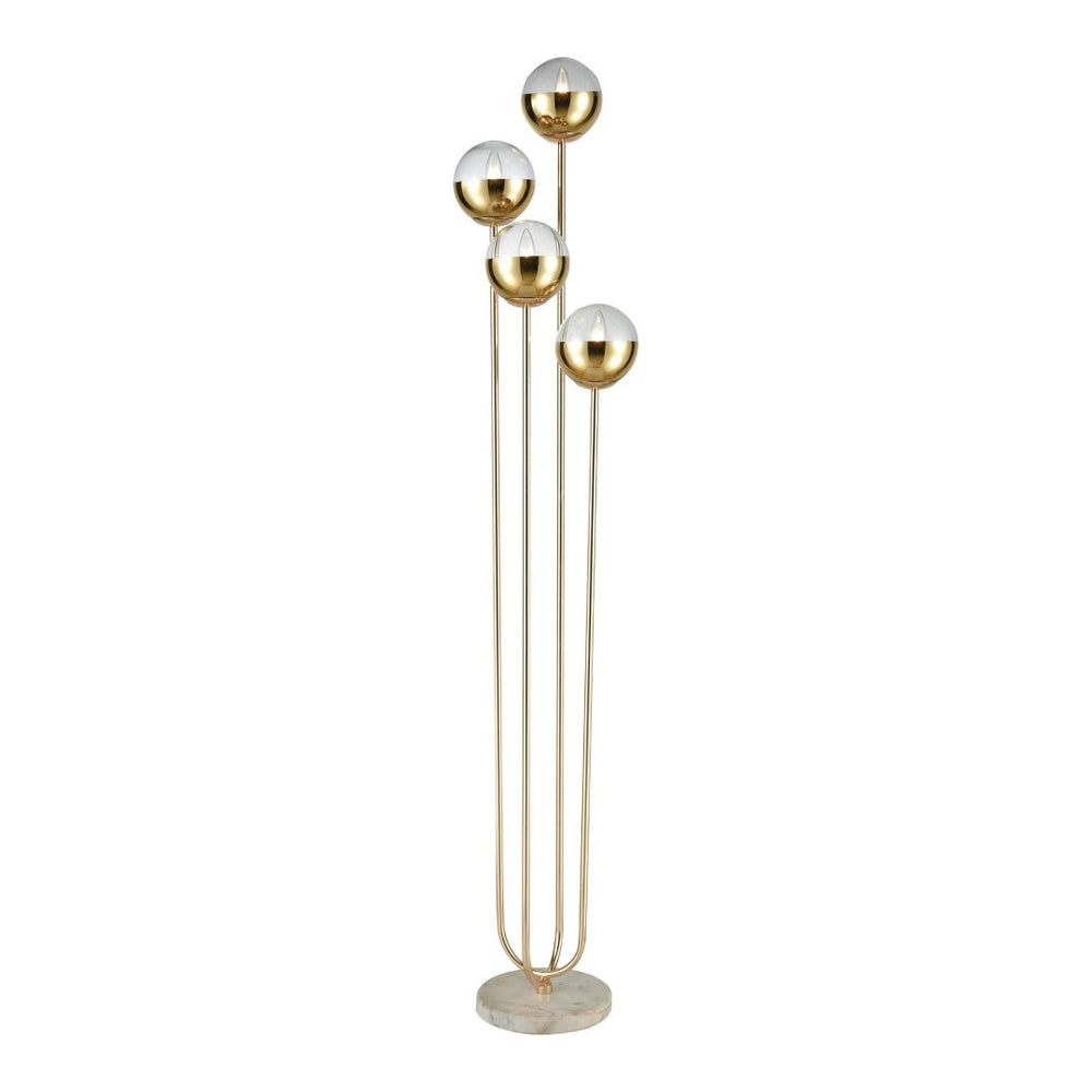 Atlas Haute Floreal 70'' High 4-Light Floor Lamp - Art Nouveau & Deco Fusion with Gold & Marble Elegance PL11009-GD