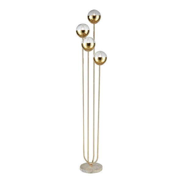 Atlas Haute Floreal 70'' High 4-Light Floor Lamp - Art Nouveau & Deco Fusion with Gold & Marble Elegance PL11009-GD
