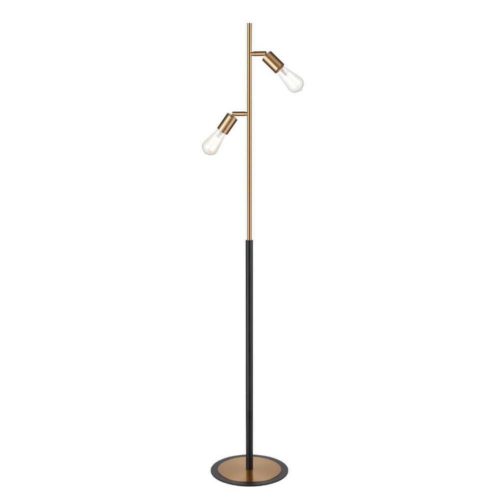 Atlas Kelston 62'' High Vintage-Inspired Floor Lamp with Dual Bulb Design & Matte Black Finish PL11011-BK