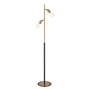 Atlas Kelston 62'' High Vintage-Inspired Floor Lamp with Dual Bulb Design & Matte Black Finish PL11011-BK