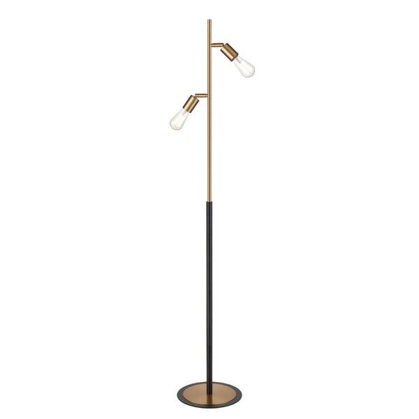 Atlas Kelston 62'' High Vintage-Inspired Floor Lamp with Dual Bulb Design & Matte Black Finish PL11011-BK