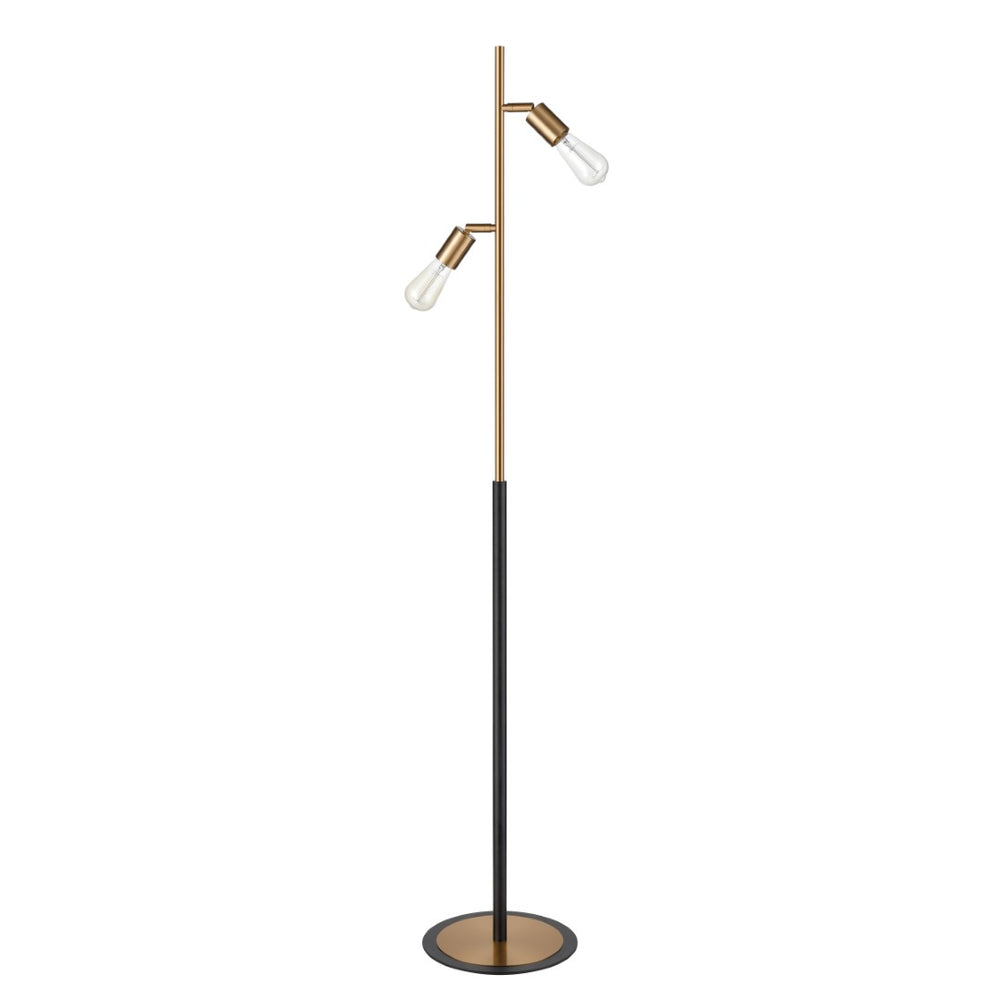 Atlas Kelston 62'' High Vintage-Inspired Floor Lamp with Dual Bulb Design & Matte Black Finish PL11011-BK
