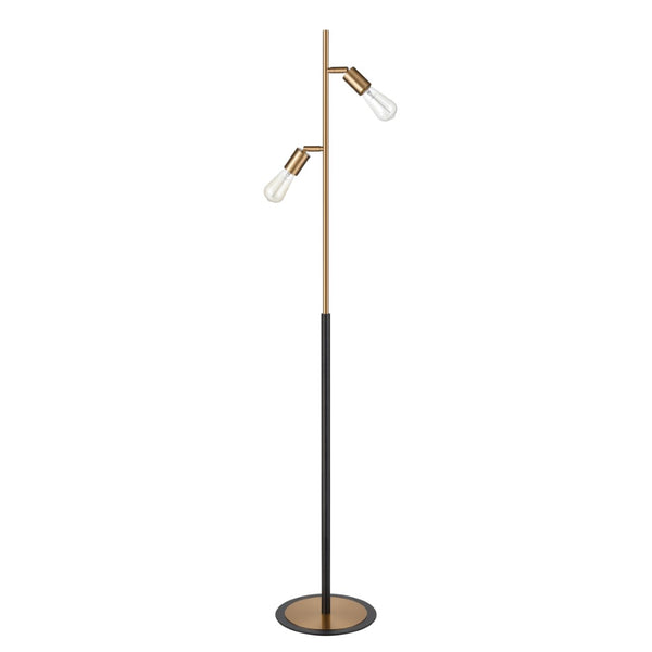 Atlas Kelston 62'' High Vintage-Inspired Floor Lamp with Dual Bulb Design & Matte Black Finish PL11011-BK
