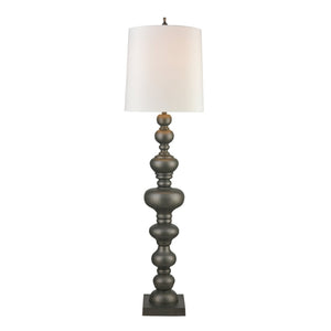 Atlas Meymac 74'' High Floor Lamp - Classic Pillar Design with White Faux Silk Shade for Elegant Spaces Pewter PL11015-GY