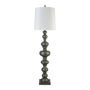 Atlas Meymac 74'' High Floor Lamp - Classic Pillar Design with White Faux Silk Shade for Elegant Spaces Pewter PL11015-GY