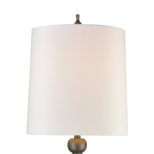 Atlas Meymac 74'' High Floor Lamp - Classic Pillar Design with White Faux Silk Shade for Elegant Spaces Pewter PL11015-GY
