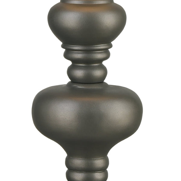 Atlas Meymac 74'' High Floor Lamp - Classic Pillar Design with White Faux Silk Shade for Elegant Spaces Pewter PL11015-GY
