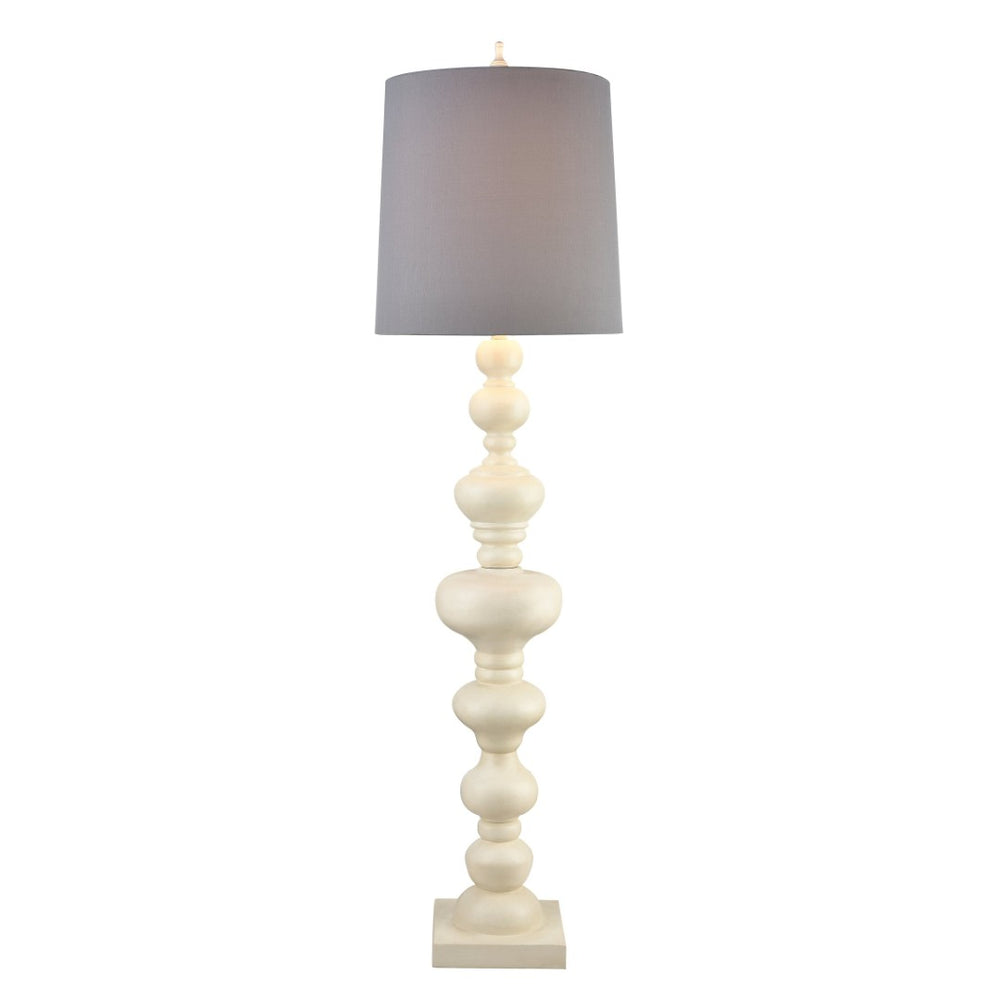 Atlas Meymac 74'' High Floor Lamp - Classic Pillar Design with White Faux Silk Shade for Elegant Spaces Matte White PL11015-WH