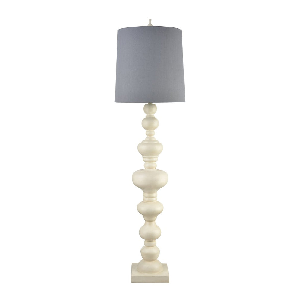 Atlas Meymac 74'' High Floor Lamp - Classic Pillar Design with White Faux Silk Shade for Elegant Spaces Matte White PL11015-WH
