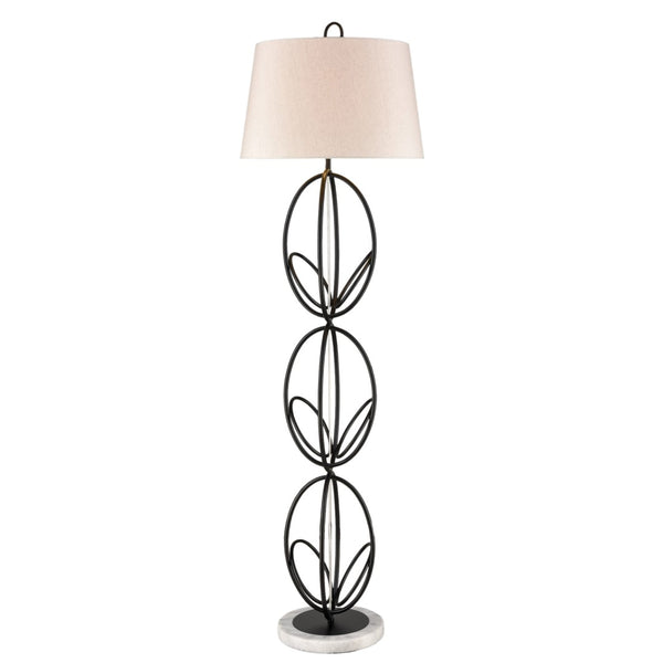 Atlas Morely 63'' High Floor Lamp - Sculptural Scandinavian Design with Marble Base for Ambient Lighting Matte Black PL11016-BK