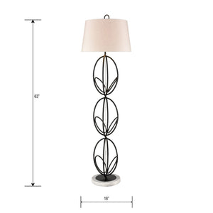Atlas Morely 63'' High Floor Lamp - Sculptural Scandinavian Design with Marble Base for Ambient Lighting Matte Black PL11016-BK