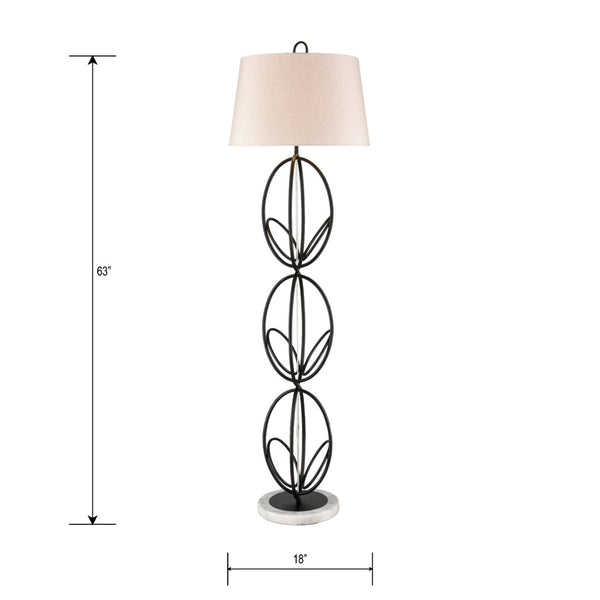Atlas Morely 63'' High Floor Lamp - Sculptural Scandinavian Design with Marble Base for Ambient Lighting Matte Black PL11016-BK