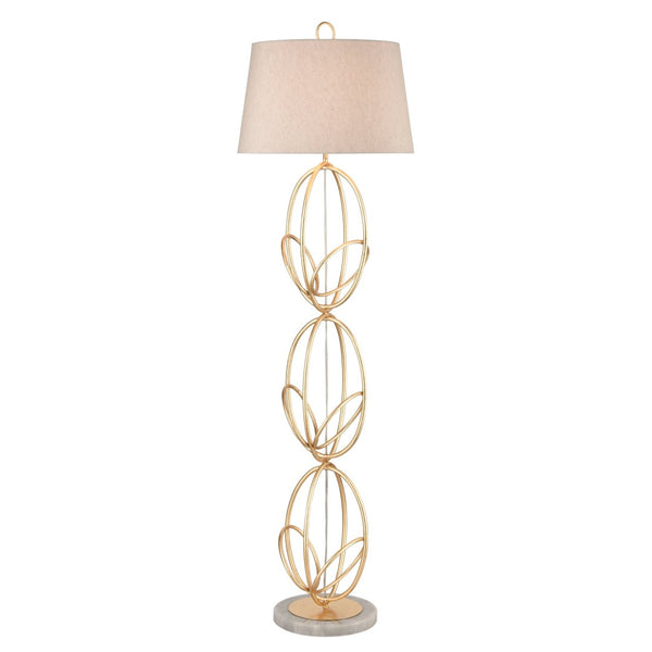 Atlas Morely 63'' High Floor Lamp - Sculptural Scandinavian Design with Marble Base for Ambient Lighting Gold Leaf PL11016-GD