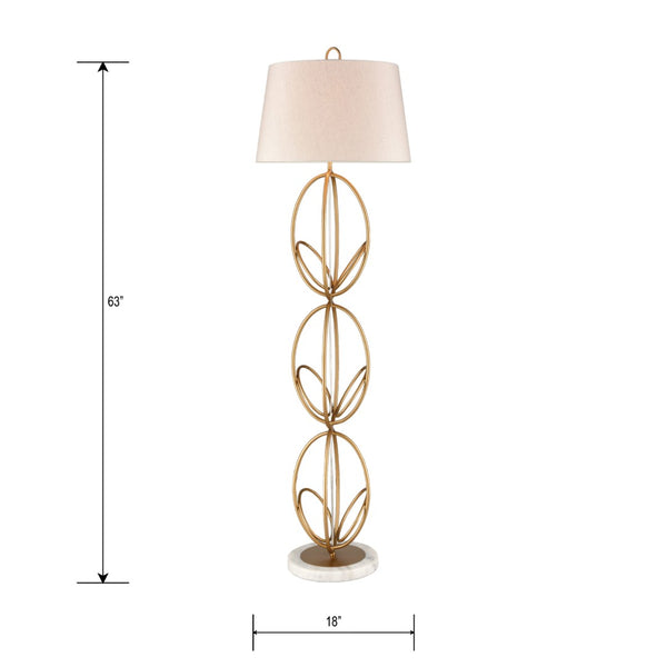 Atlas Morely 63'' High Floor Lamp - Sculptural Scandinavian Design with Marble Base for Ambient Lighting Painted Gold PL11016-GD2