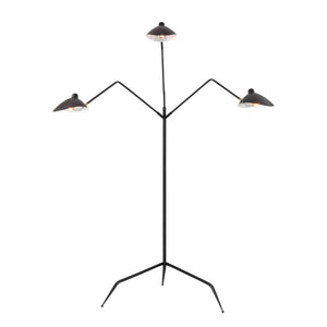Atlas Risley 81.5" High 3-Light Floor Lamp - Adjustable Matte Black Midcentury Design for Modern Spaces PL11020-BK
