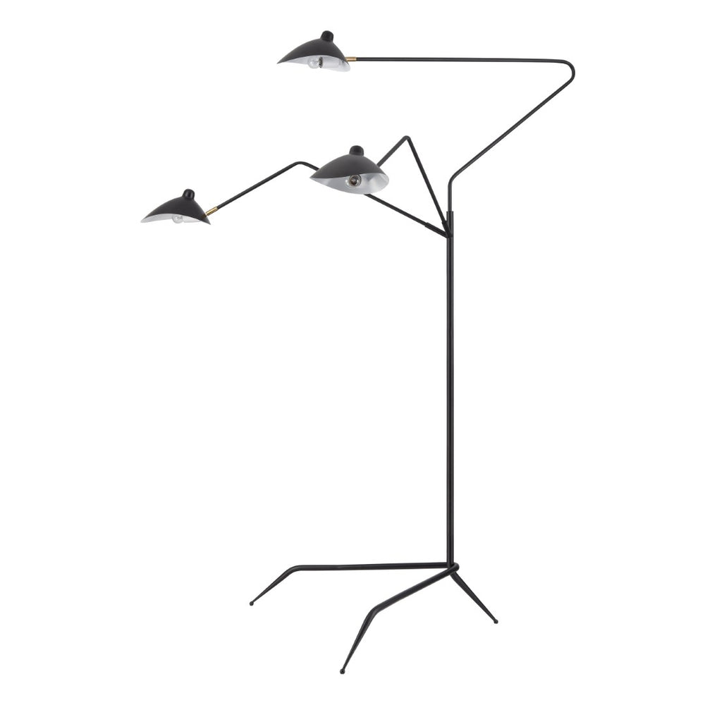 Atlas Risley 81.5" High 3-Light Floor Lamp - Adjustable Matte Black Midcentury Design for Modern Spaces PL11020-BK