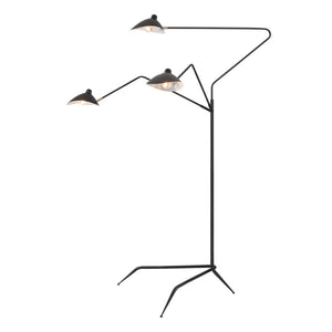 Atlas Risley 81.5" High 3-Light Floor Lamp - Adjustable Matte Black Midcentury Design for Modern Spaces PL11020-BK