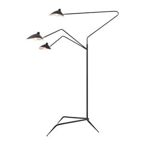 Atlas Risley 81.5" High 3-Light Floor Lamp - Adjustable Matte Black Midcentury Design for Modern Spaces PL11020-BK