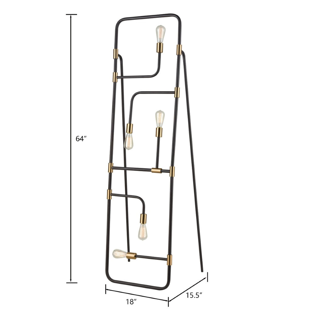 Atlas Think Tank 64'' High 5-Light Floor Lamp - Modern Black Design for Elegant Ambient Illumination PL11023-BK