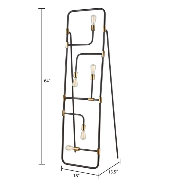 Atlas Think Tank 64'' High 5-Light Floor Lamp - Modern Black Design for Elegant Ambient Illumination PL11023-BK
