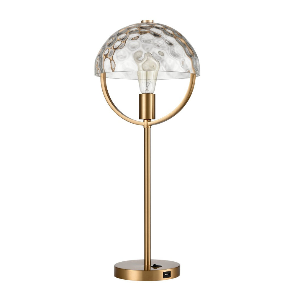 Atlas Parsons 24'' High Desk Lamp - Midcentury Modern Aged Brass with Textured Glass Shade for Elegance PL11026-BS