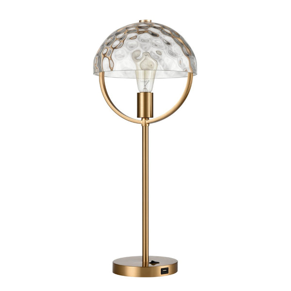 Atlas Parsons 24'' High Desk Lamp - Midcentury Modern Aged Brass with Textured Glass Shade for Elegance PL11026-BS