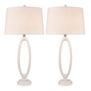 Atlas Adair 34" High Table Lamp Set of 2 - Sculptural White Design with Polished Nickel Accents PL11028-WHS