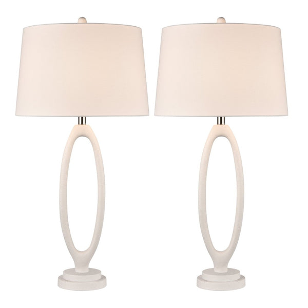 Atlas Adair 34" High Table Lamp Set of 2 - Sculptural White Design with Polished Nickel Accents PL11028-WHS