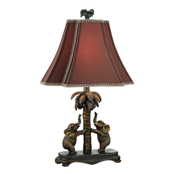 Atlas Adamslane 24" Victorian-Inspired Table Lamp with Elephants & Palm Tree, Bronze Finish for Elegance PL11029-BZ